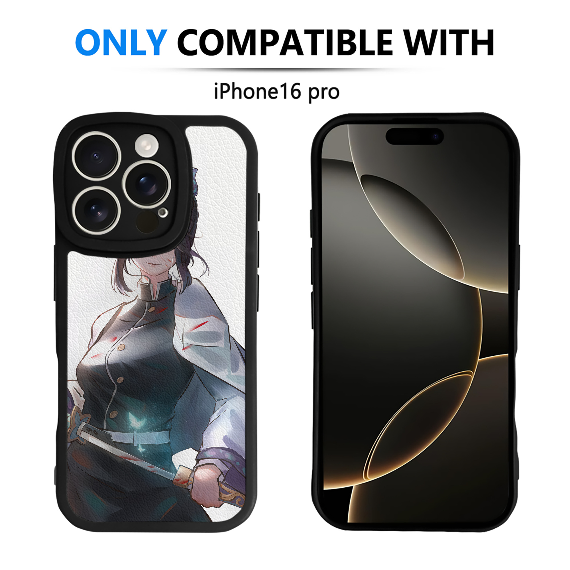 （画像用） 鬼滅の刃（きめつのやいば）蟲柱-胡蝶 しのぶ／こちょう しのぶ Kochou Shinobu 【iPhone 16シリーズ対応】シリコンスマホケース（レザー調） 材質：シリコン